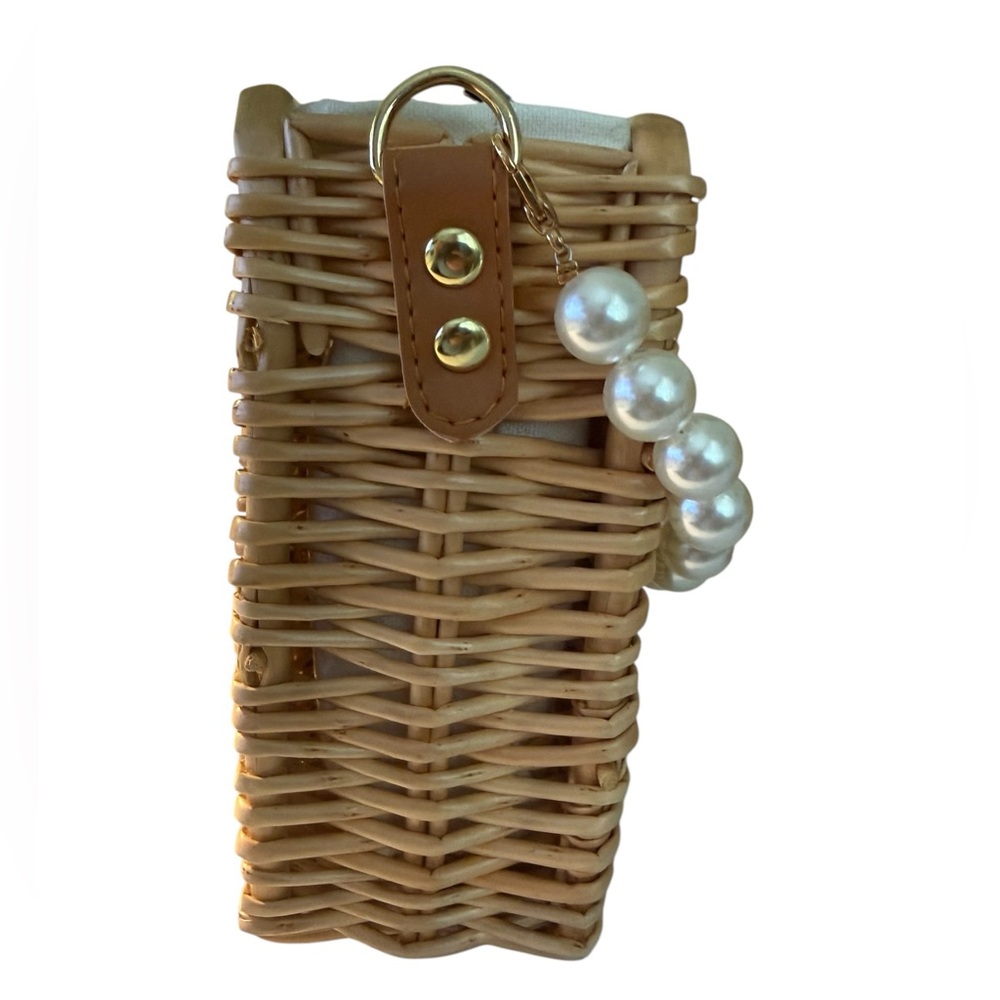 Woven Wicker Rattan Pearl Handle Clutch Bag Wedding Guest Beach Summer Boho - Picture 6 of 13